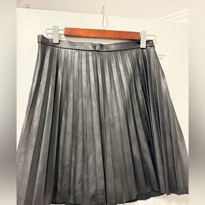 J. Crew Black Pleated Faux Leather Mini Skirt